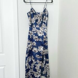 Floral Blue and White Midi Dress